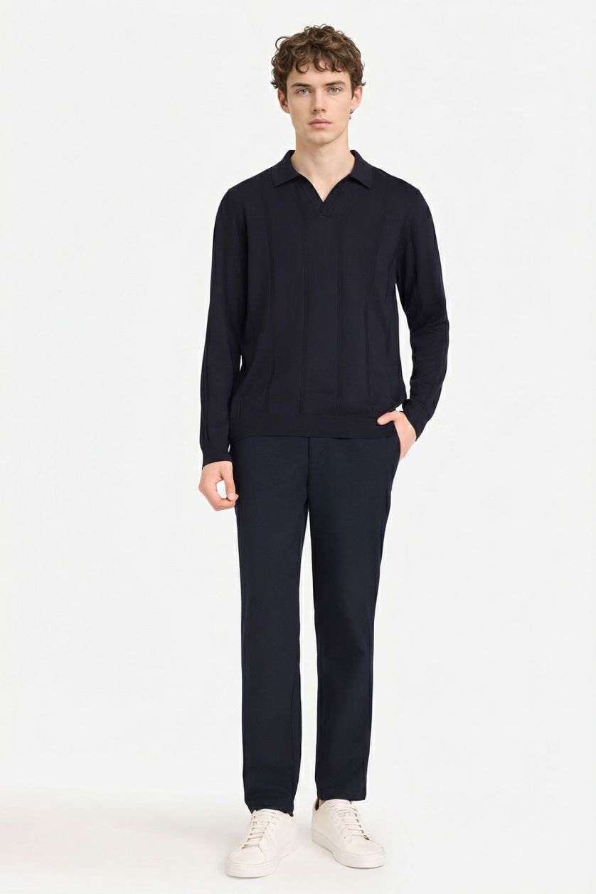 MAN NAVY Standard Fit Polo Collar Knitwear Pullover