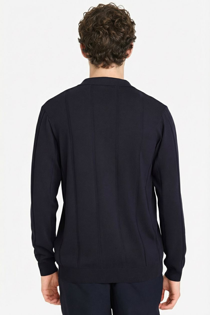 MAN NAVY Standard Fit Polo Collar Knitwear Pullover