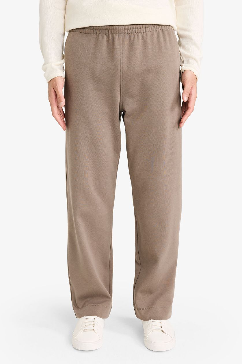 رجال بني فاتح بنطرون بجامة رياضي برجل عادي وخصر مطاطي