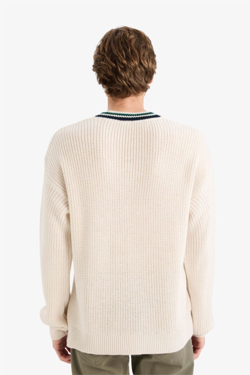 MAN Ecru Relax Fit Knitwear Pullover