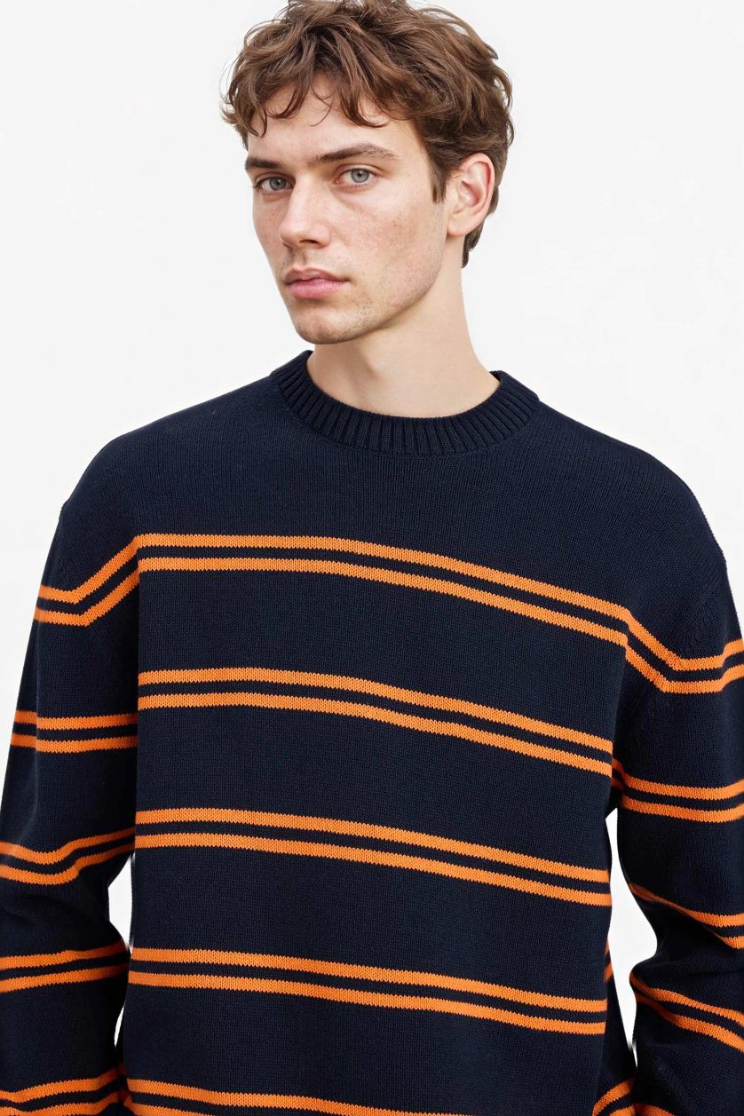 Erkek Lacivert Relax Fıt Triko Kazak