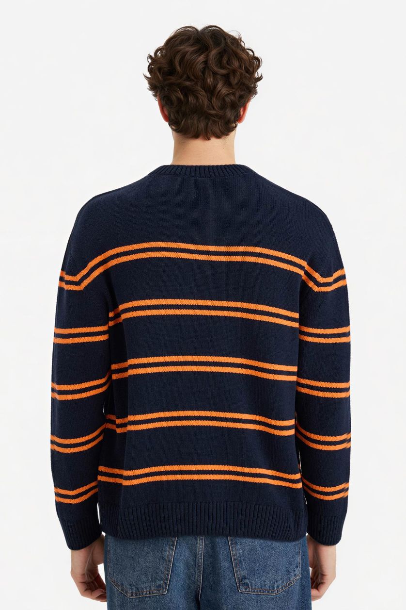 Erkek Lacivert Relax Fıt Triko Kazak