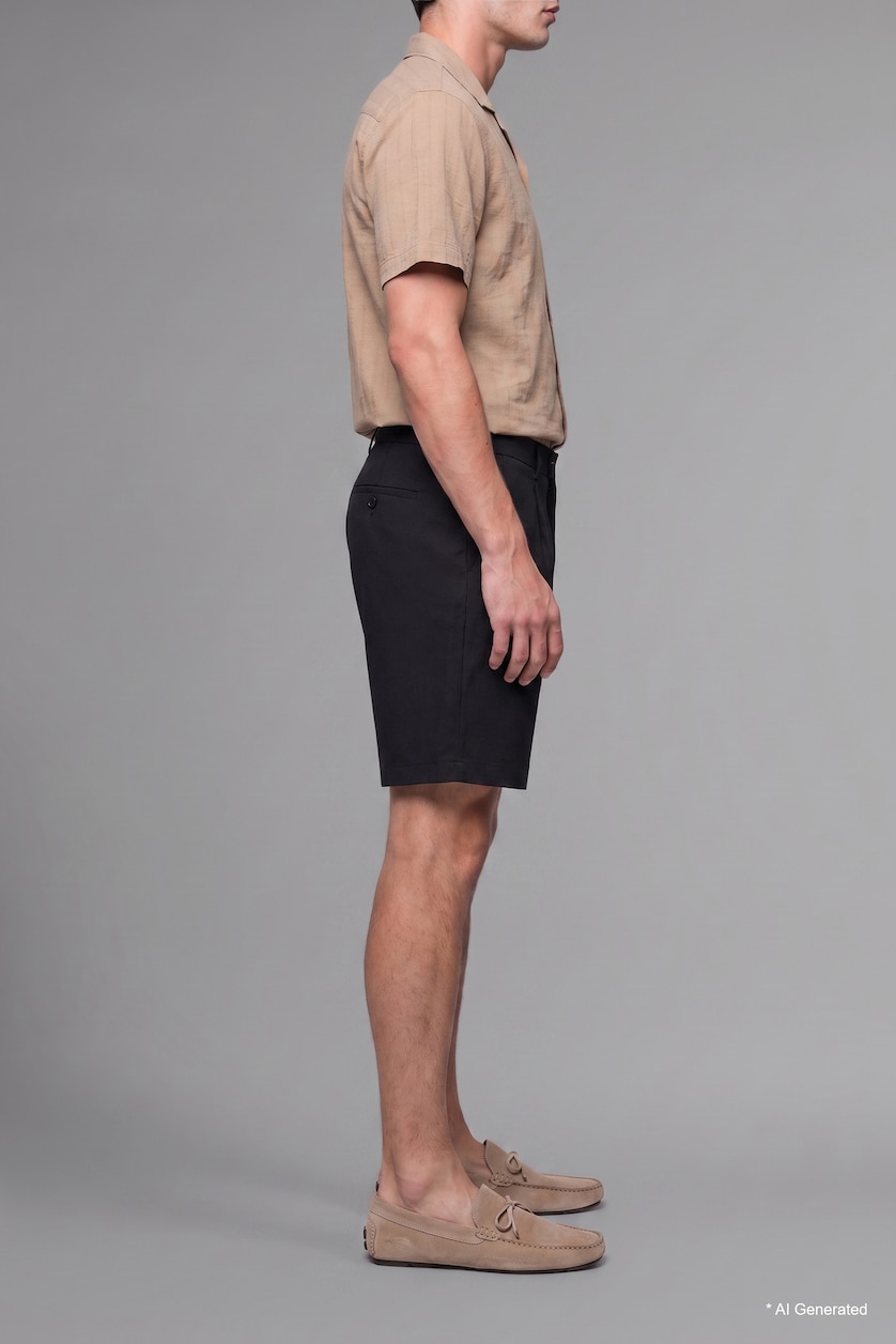Man Black Black Regular Fit Shorts