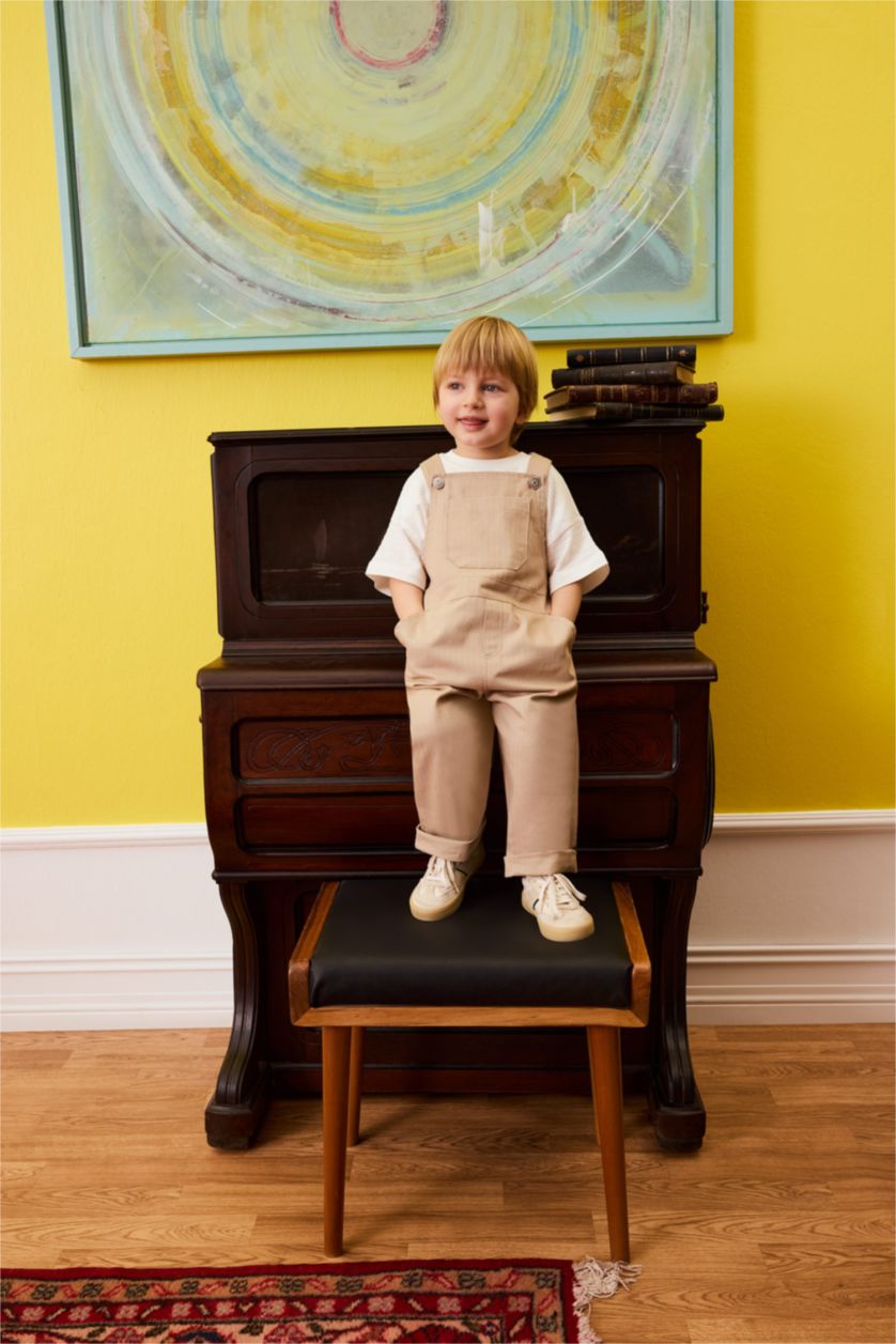 Baby Boy Beige Baby Boy Gabardine Jumpsuit