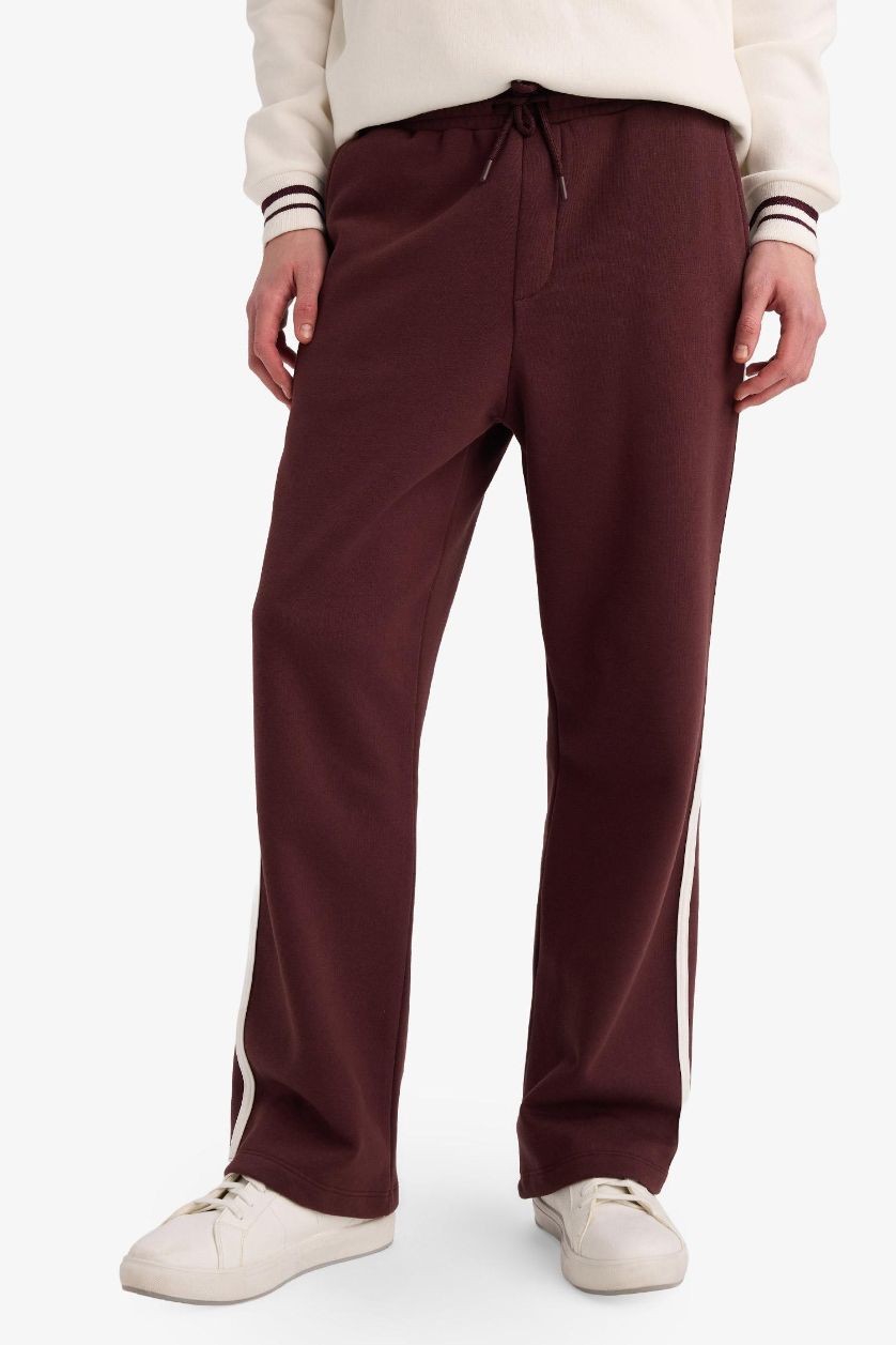 HOMME Bordeaux Foncé Pantalon de survêtement droit à taille élastique