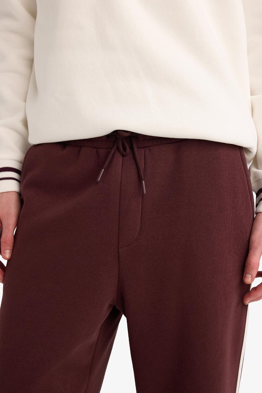 HOMME Bordeaux Foncé Pantalon de survêtement droit à taille élastique