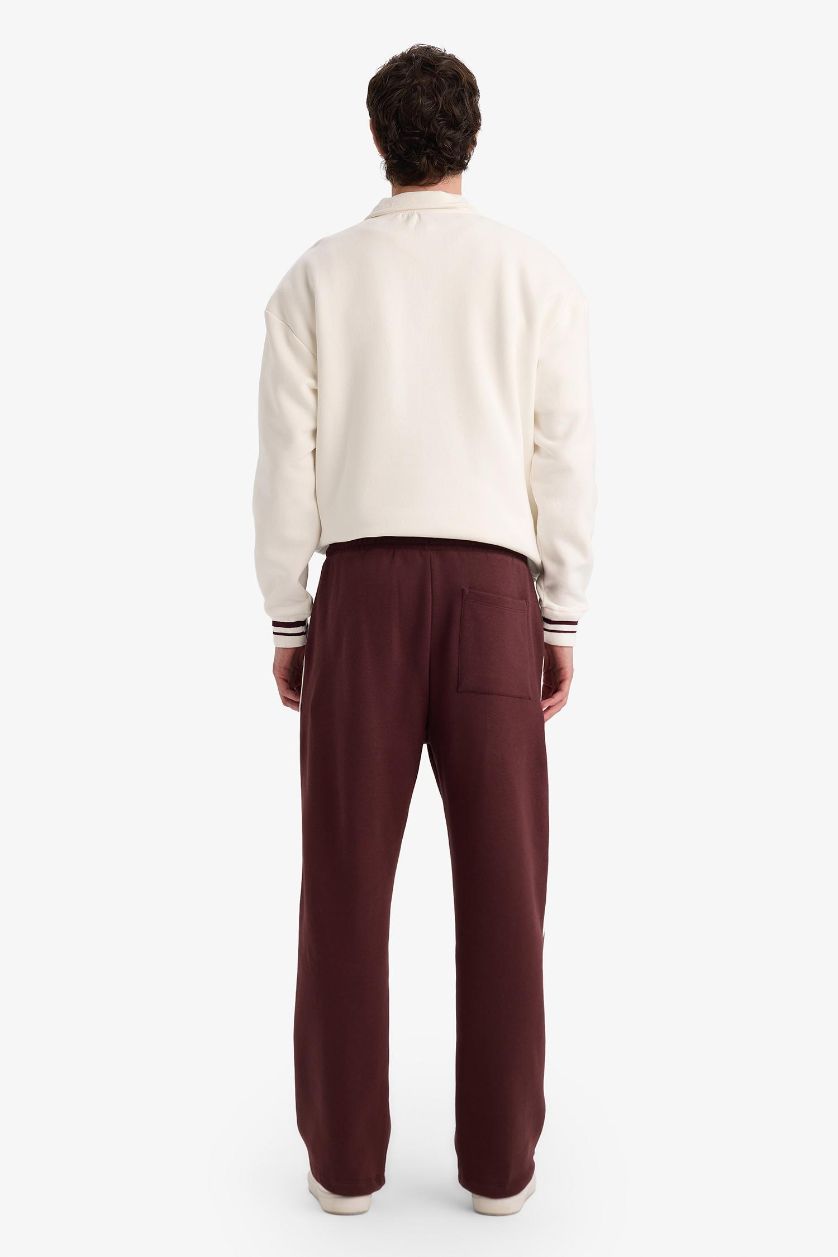 HOMME Bordeaux Foncé Pantalon de survêtement droit à taille élastique