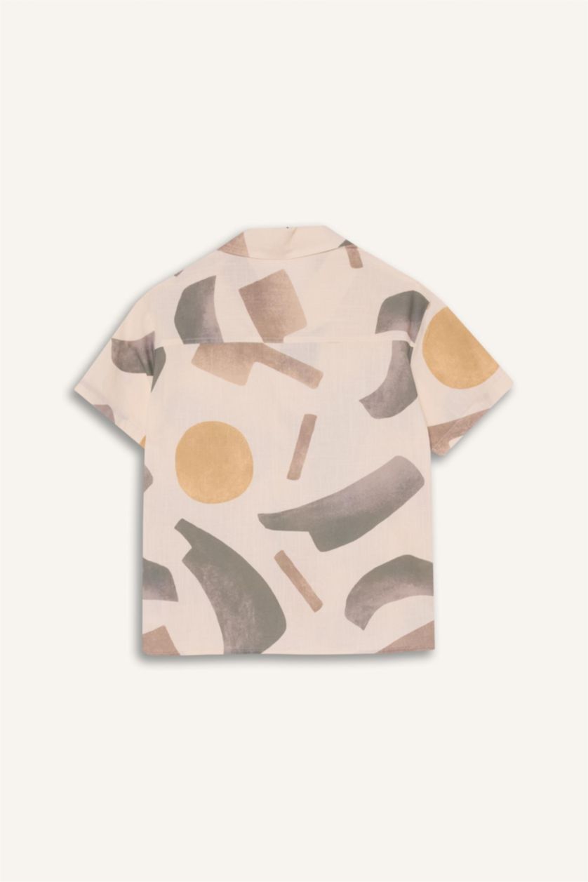 Erkek Çocuk - Genç Erkek Ekru Erkek Çocuk Oversize Desenli Gömlek