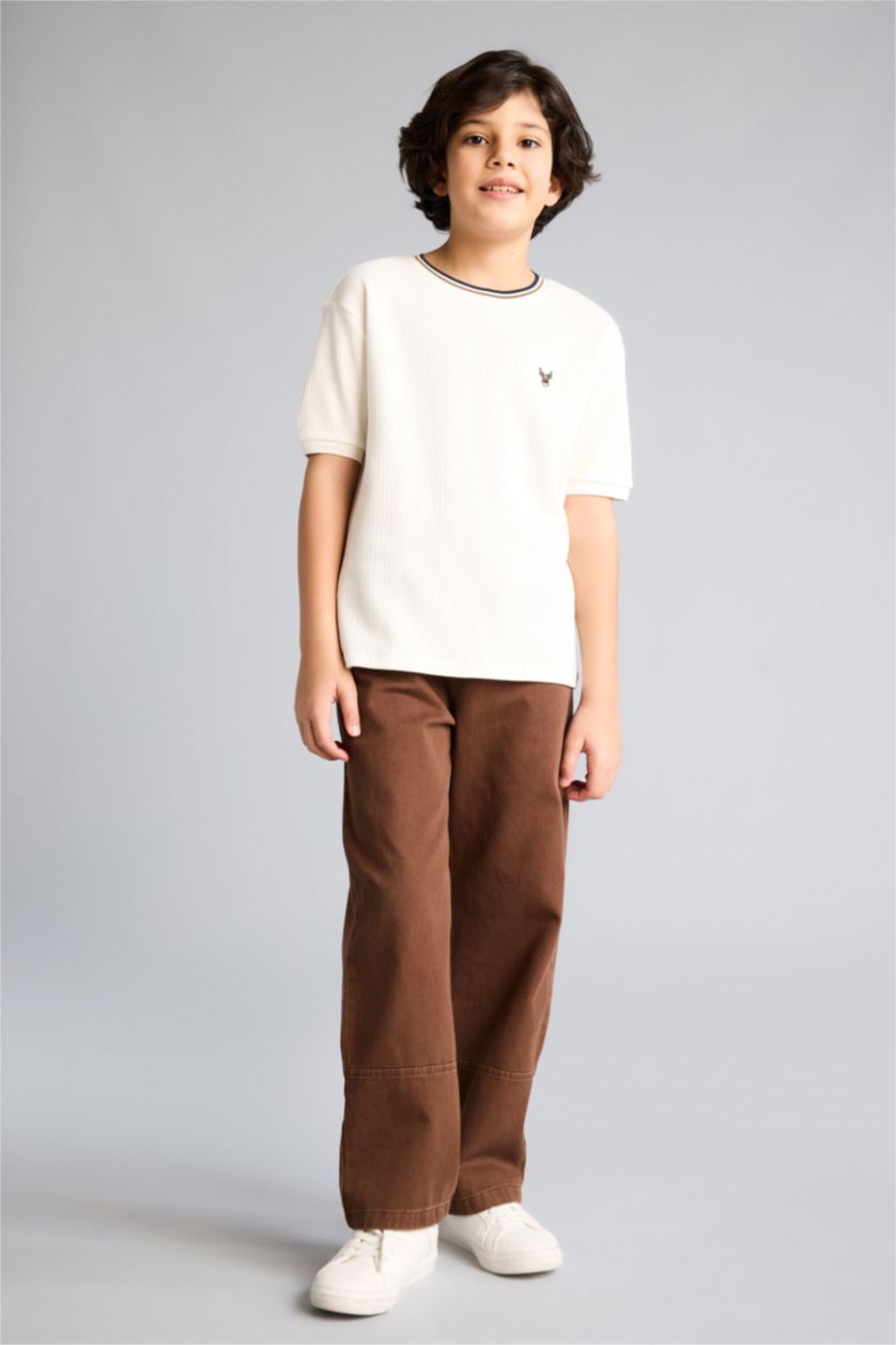 أولادي بيج فاتح تيشيرت اولادي نص كم فلورال قصة عادية برقبة مستديرة