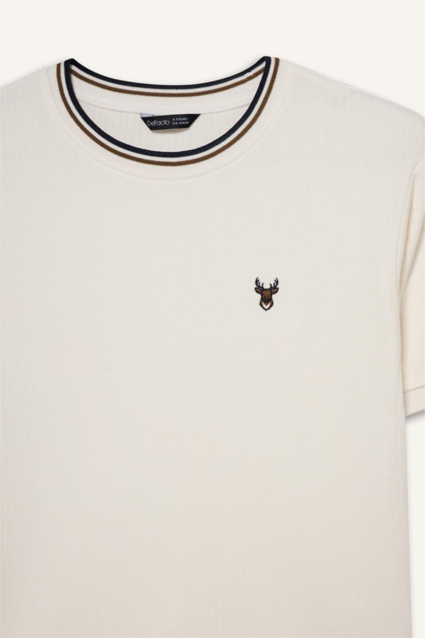 أولادي بيج فاتح تيشيرت اولادي نص كم فلورال قصة عادية برقبة مستديرة