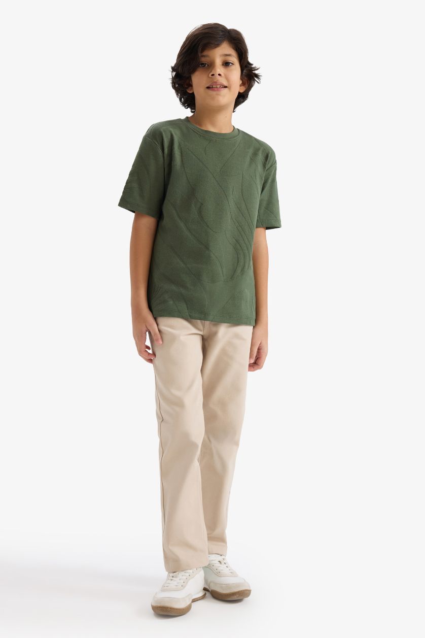 GARÇONS Vert T-shirt à manches courtes et col rond pour garçon