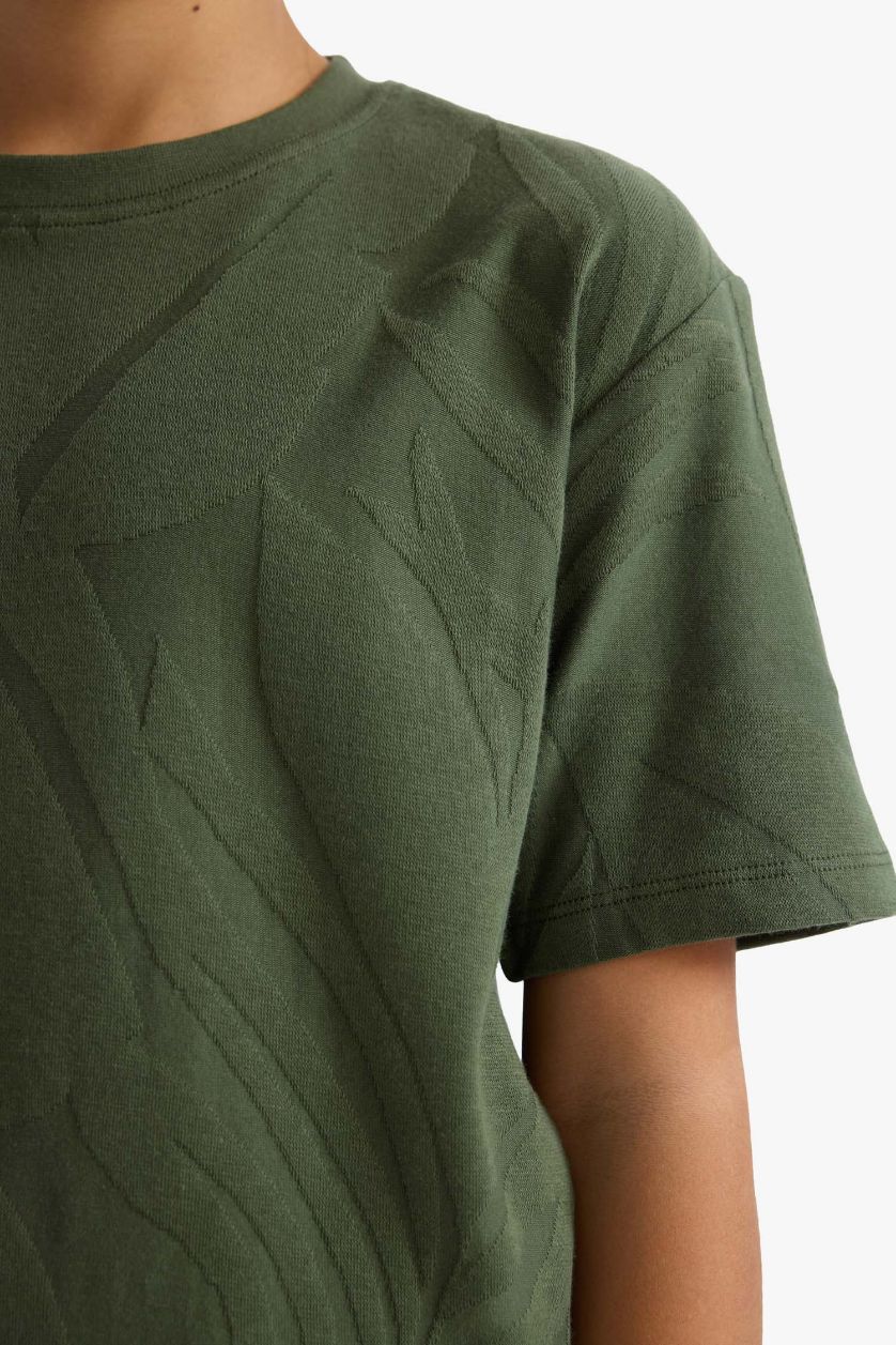 GARÇONS Vert T-shirt à manches courtes et col rond pour garçon