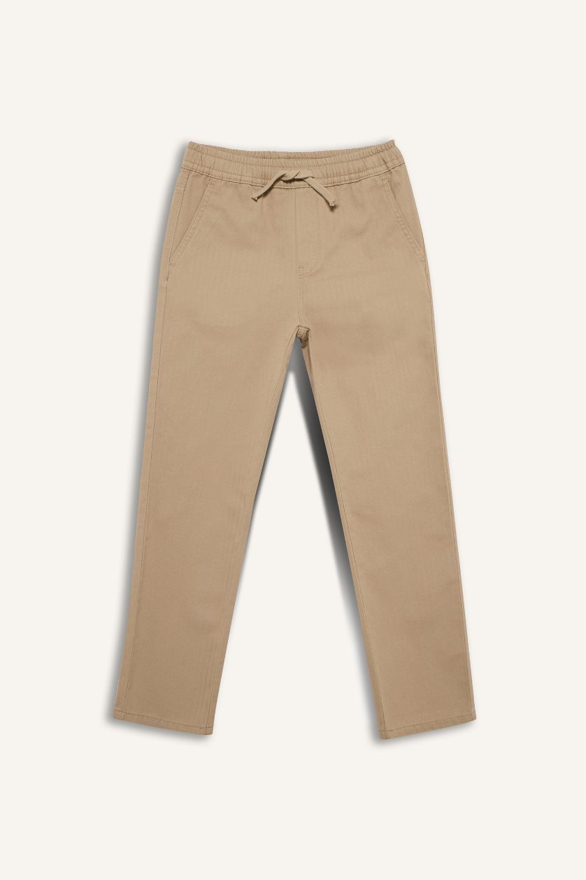 Boys & Teens Beige Boy egular Fit Straight Leg Gabardine Trousers