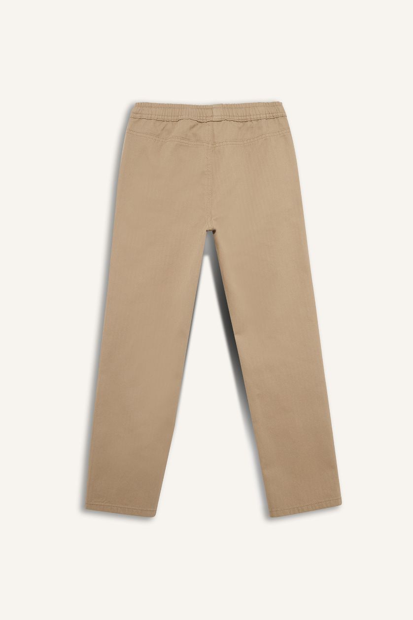 Boys & Teens Beige Boy egular Fit Straight Leg Gabardine Trousers