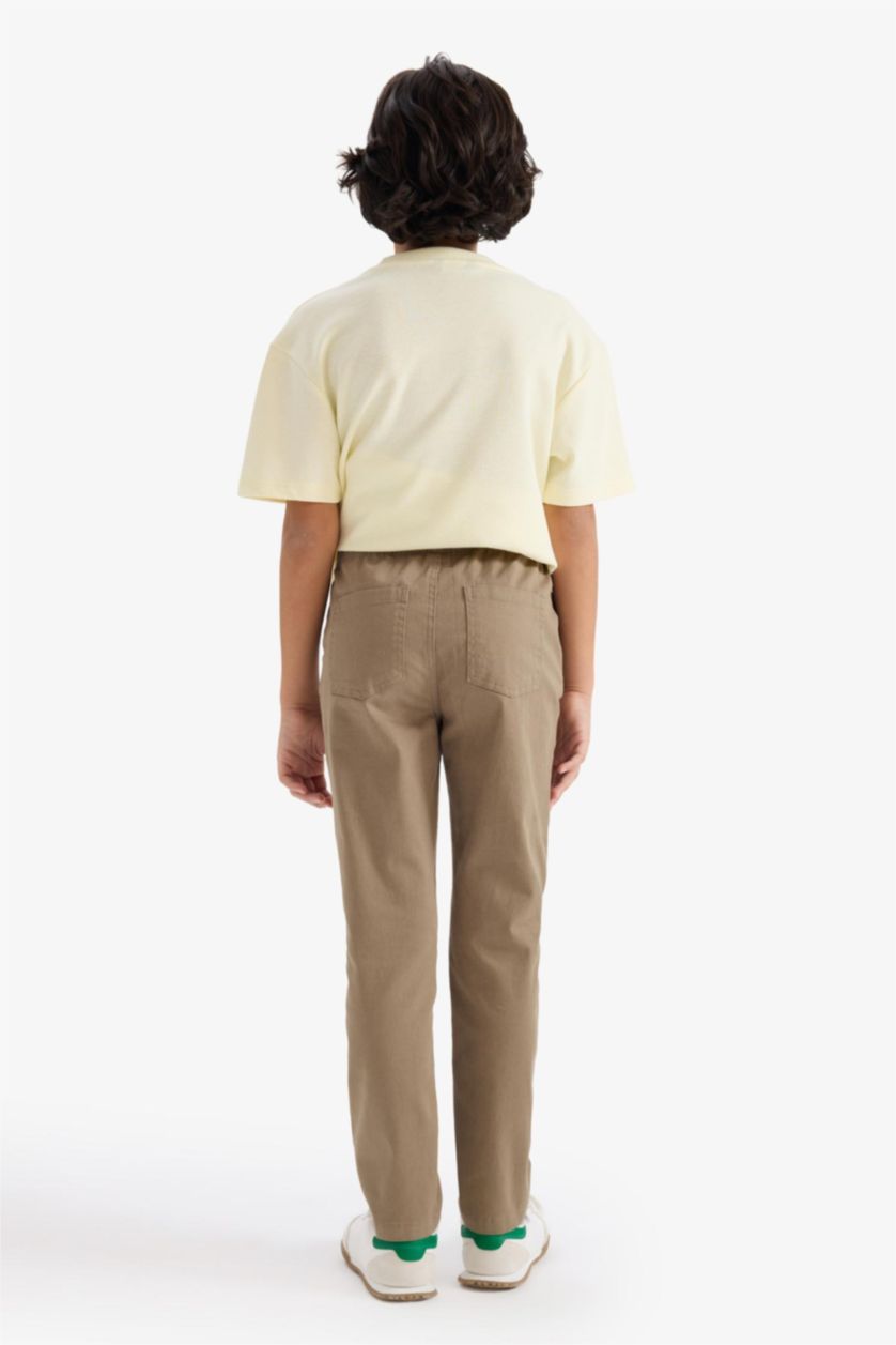 GARÇONS Kaki Pantalon en gabardine droit Coupe régulière pour garçon