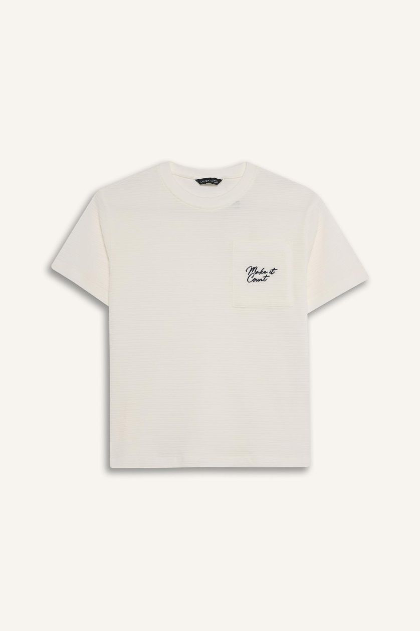 أولادي اوف وايت تيشيرت مطرز أولادي نص كم