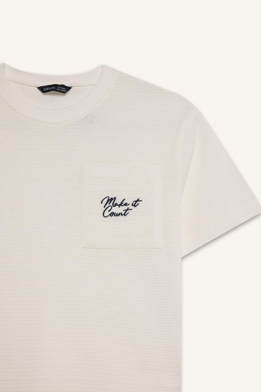 أولادي اوف وايت تيشيرت مطرز أولادي نص كم