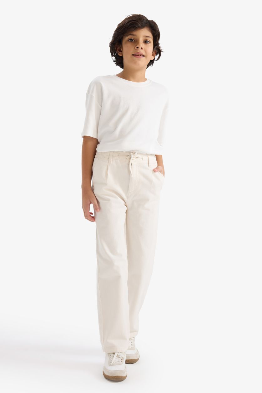 BOYS & TEENS Ecru Boy Loose Fit Straight Leg Gabardine Trousers