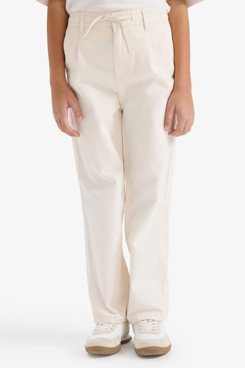 BOYS & TEENS Ecru Boy Loose Fit Straight Leg Gabardine Trousers
