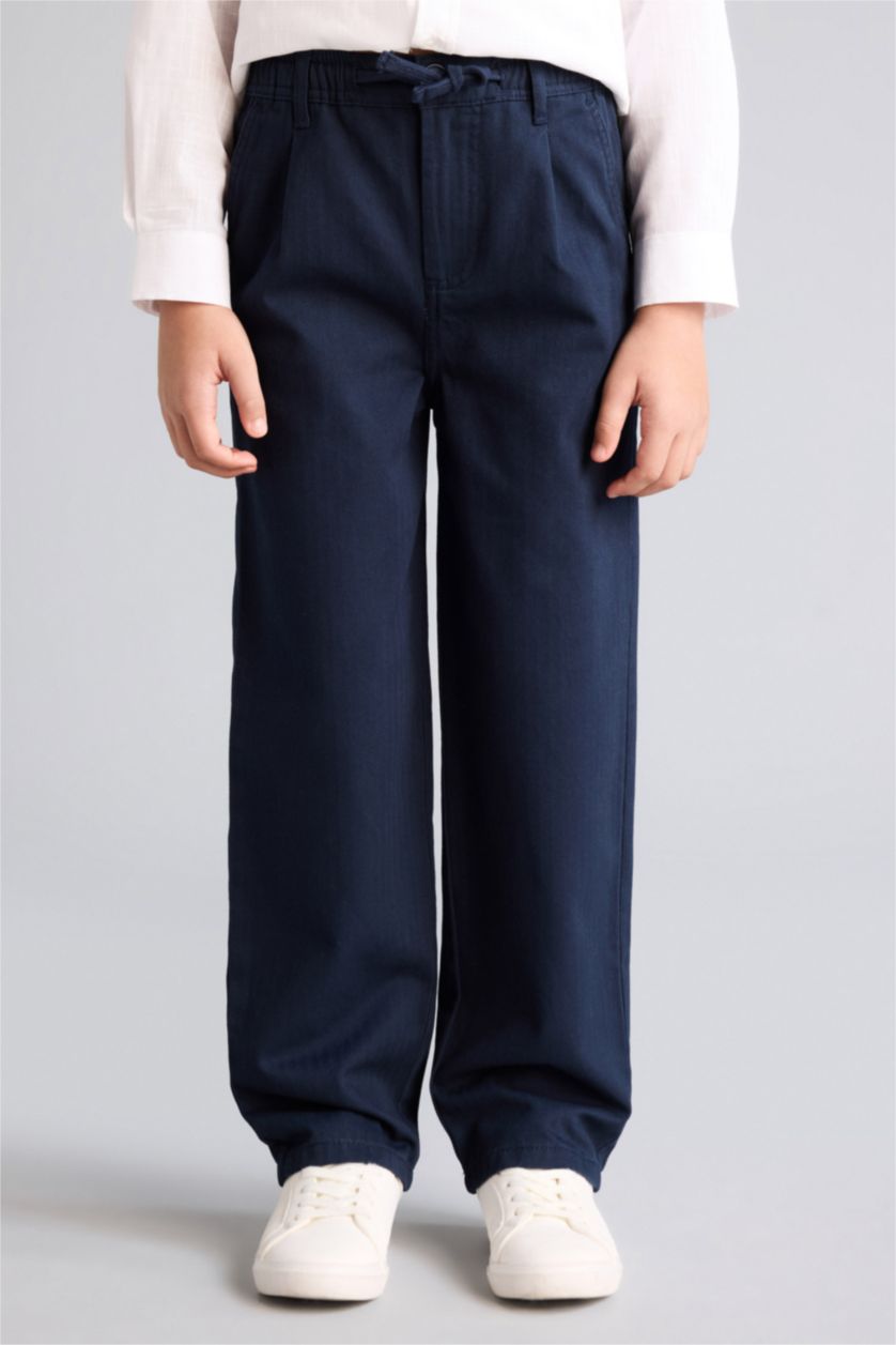 BOYS & TEENS NAVY Boy Loose Fit Straight Leg Gabardine Trousers