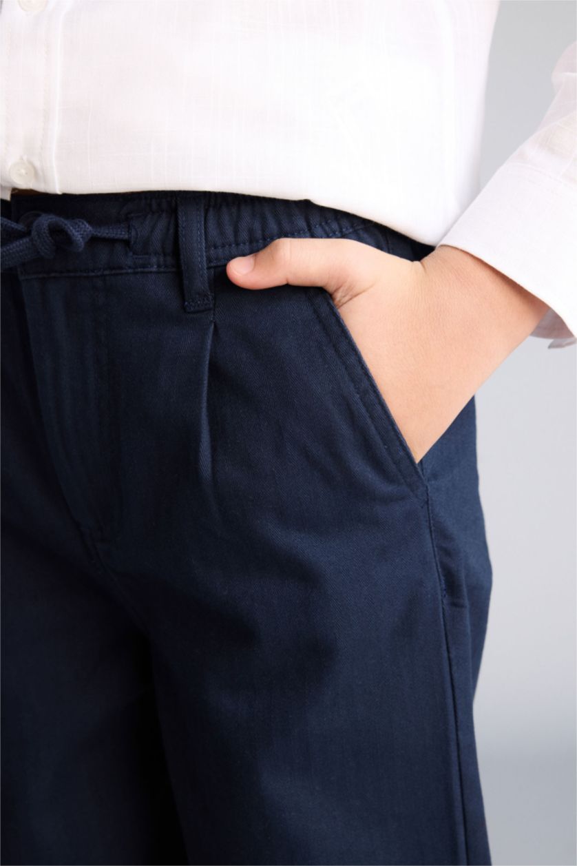 BOYS & TEENS NAVY Boy Loose Fit Straight Leg Gabardine Trousers