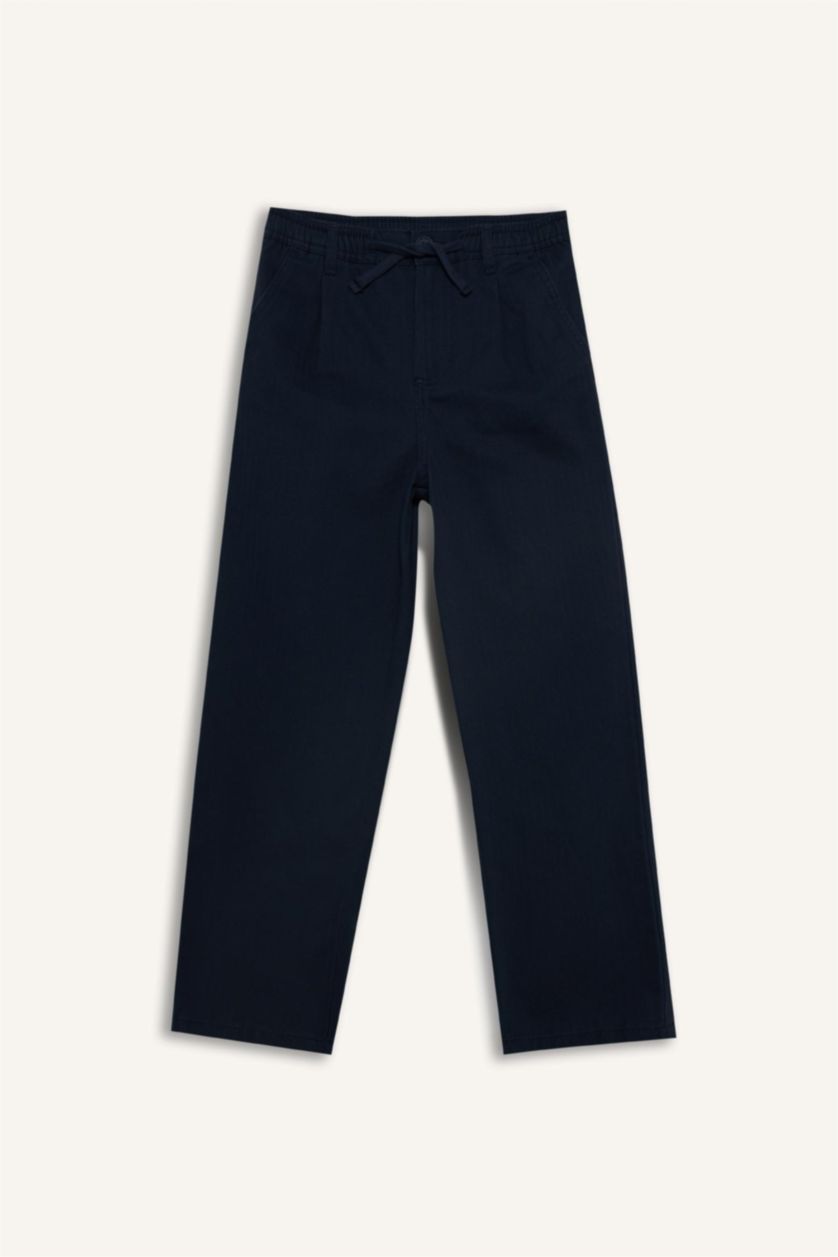 BOYS & TEENS NAVY Boy Loose Fit Straight Leg Gabardine Trousers