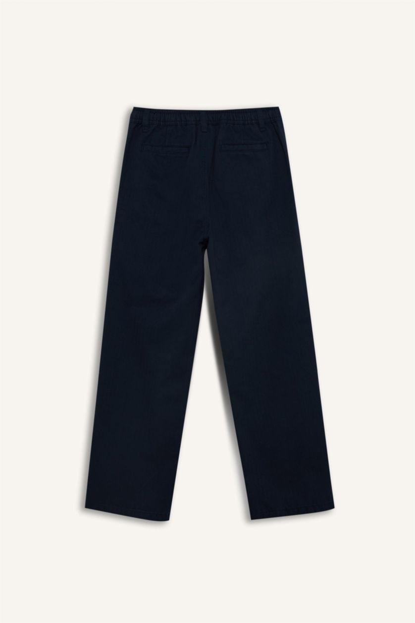 BOYS & TEENS NAVY Boy Loose Fit Straight Leg Gabardine Trousers
