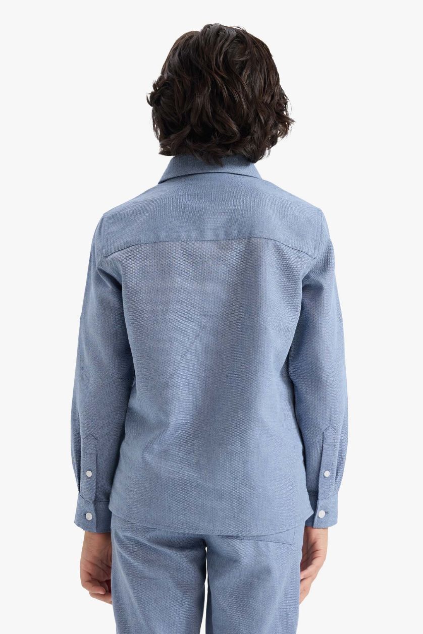 Erkek Çocuk - Genç Erkek Açık İndigo Erkek Çocuk Uzun Kollu Gömlek