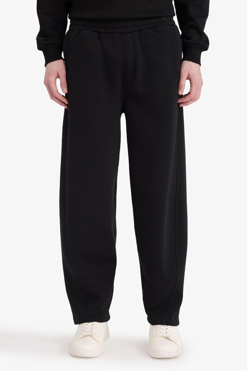 MAN Black Balloon Fit Straight Leg Trousers