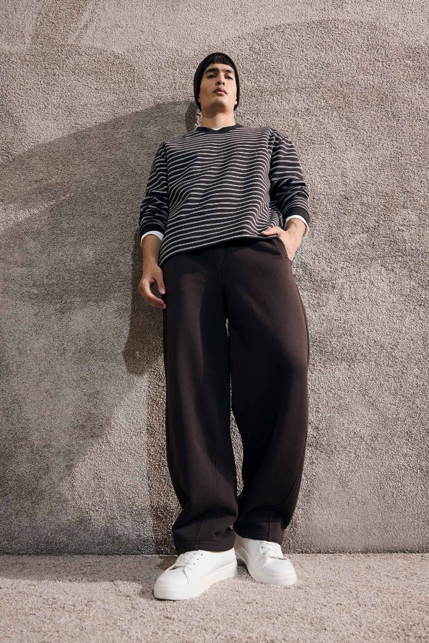 MAN Brown Balloon Fit Straight Leg Trousers