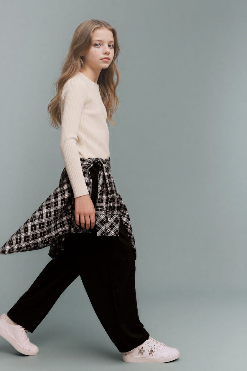 Girls & Teens Black Girl Balloon Fit Elastic Waist Trousers