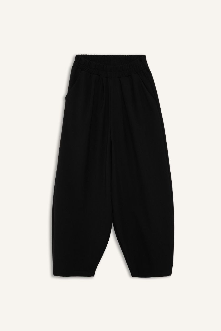 Girls & Teens Black Girl Balloon Fit Elastic Waist Trousers