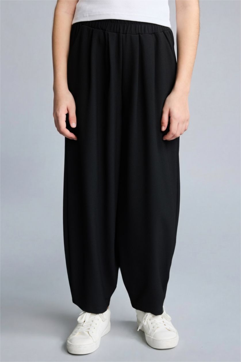 Девочки и подростки Черный Брюки Balloon Fit с эластичными манжетами для девочек