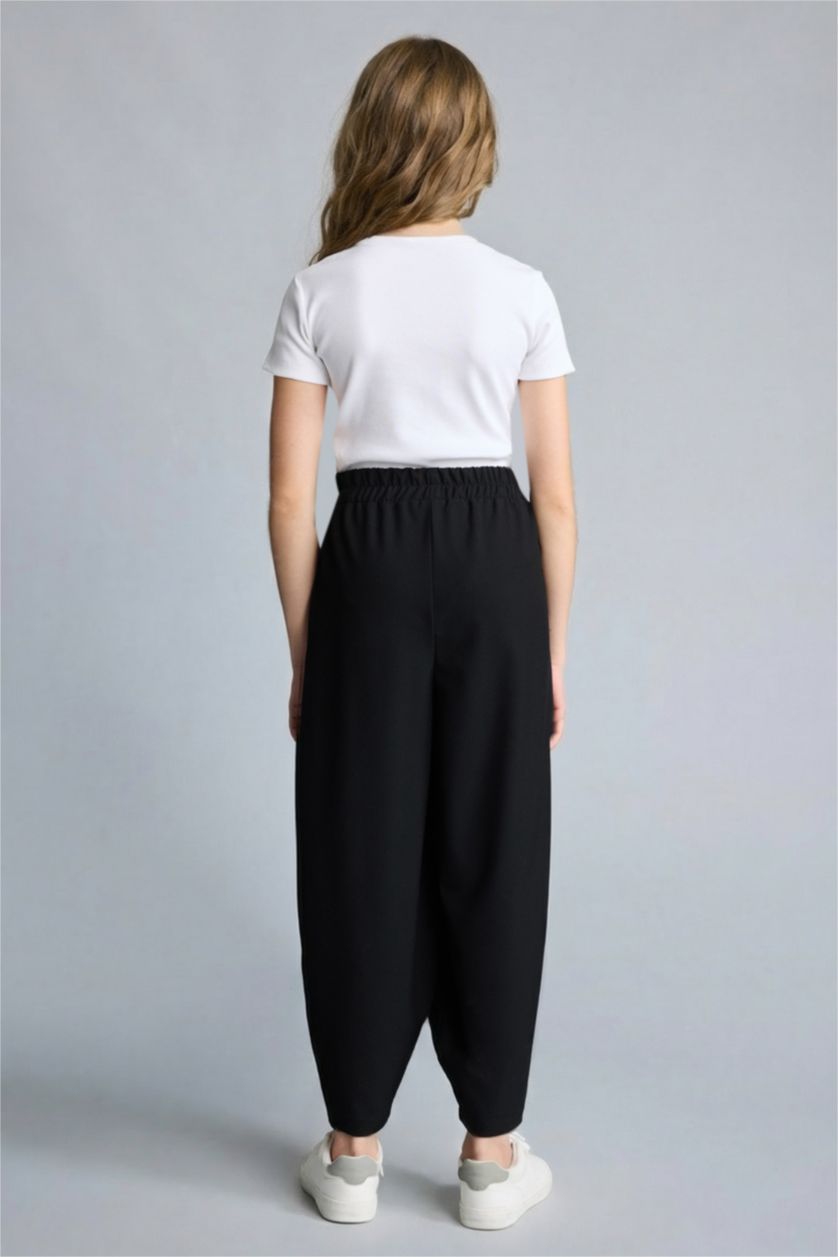 Девочки и подростки Черный Брюки Balloon Fit с эластичными манжетами для девочек