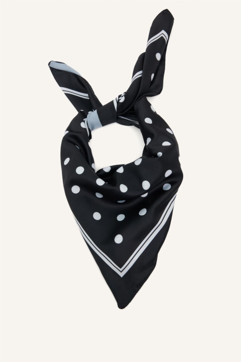 Kadın Siyah Kadın Baskılı Saten Fular