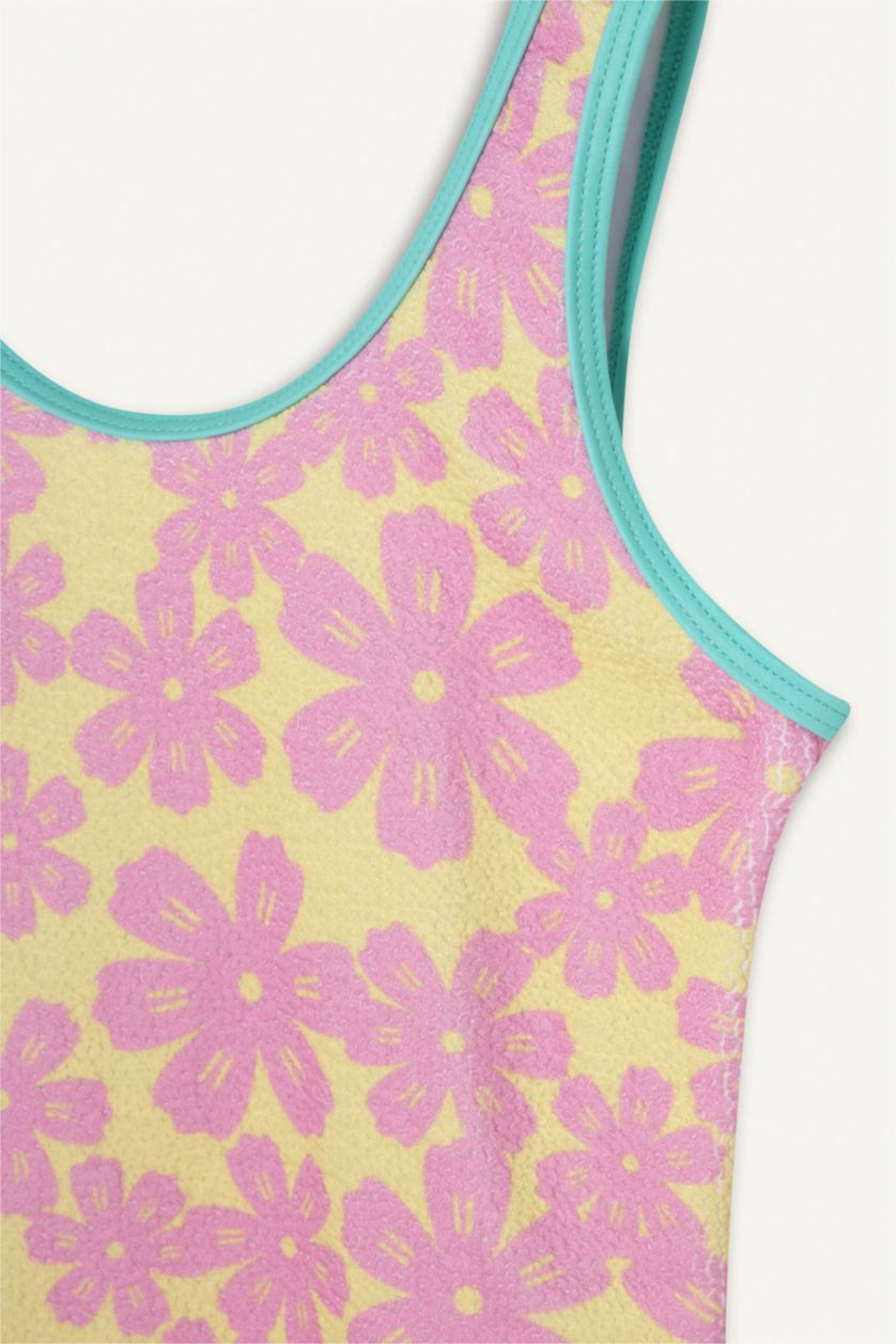 Девочки и подростки Сиреневый Купальник с цветочным узором для девочек