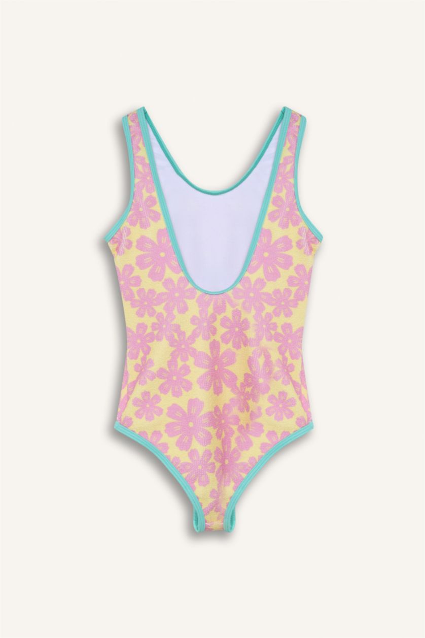 Девочки и подростки Сиреневый Купальник с цветочным узором для девочек