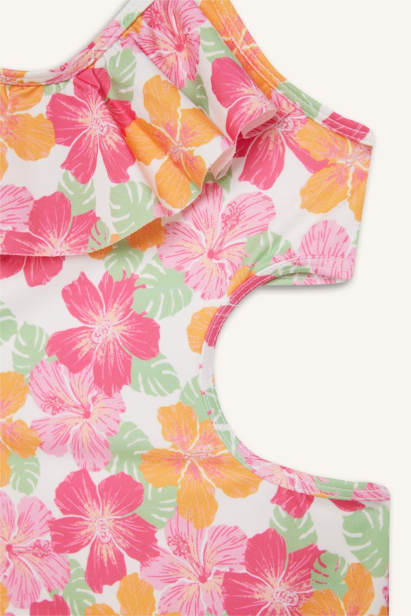 Kız Çocuk - Genç Kız Beyaz Fırfırlı İnce Askılı Mayo Kız Çocuk