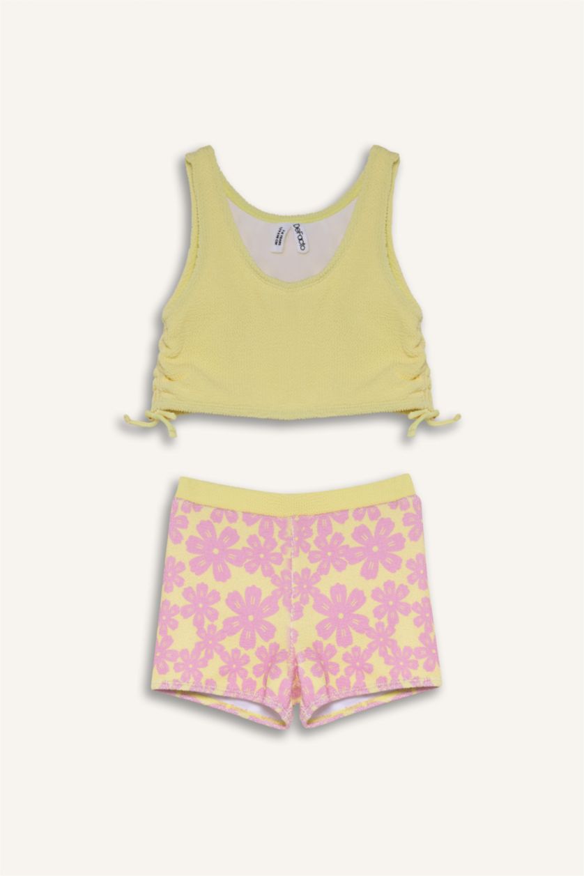 Девочки и подростки Светло-желтый Бикини с цветочным узором для девочек набор из 2 предметов