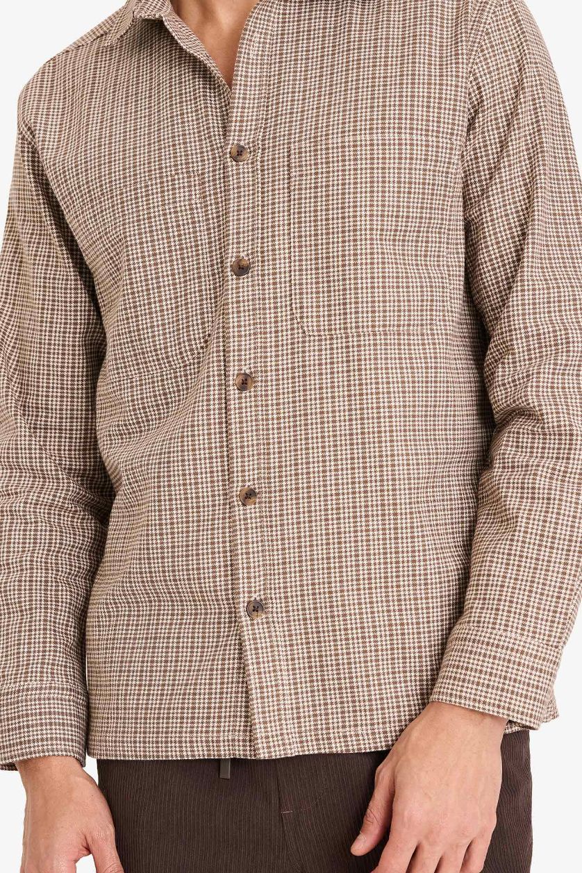 Erkek Kahve Flanel Desenli Gömlek