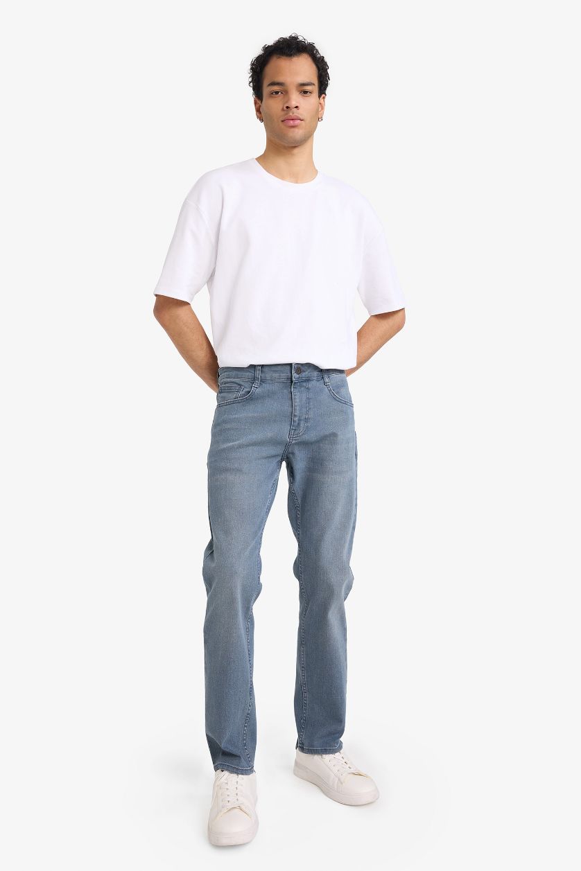 Man Blue Grey Sergio Regular Fit Trousers
