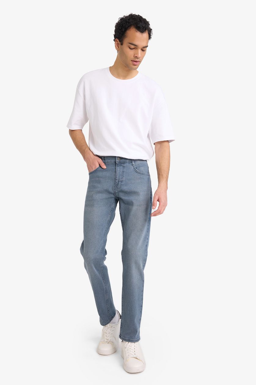Man Blue Grey Sergio Regular Fit Trousers