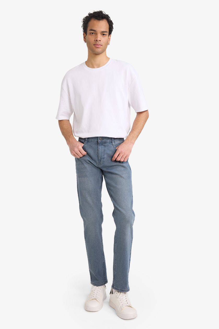 Man Blue Grey Sergio Regular Fit Trousers