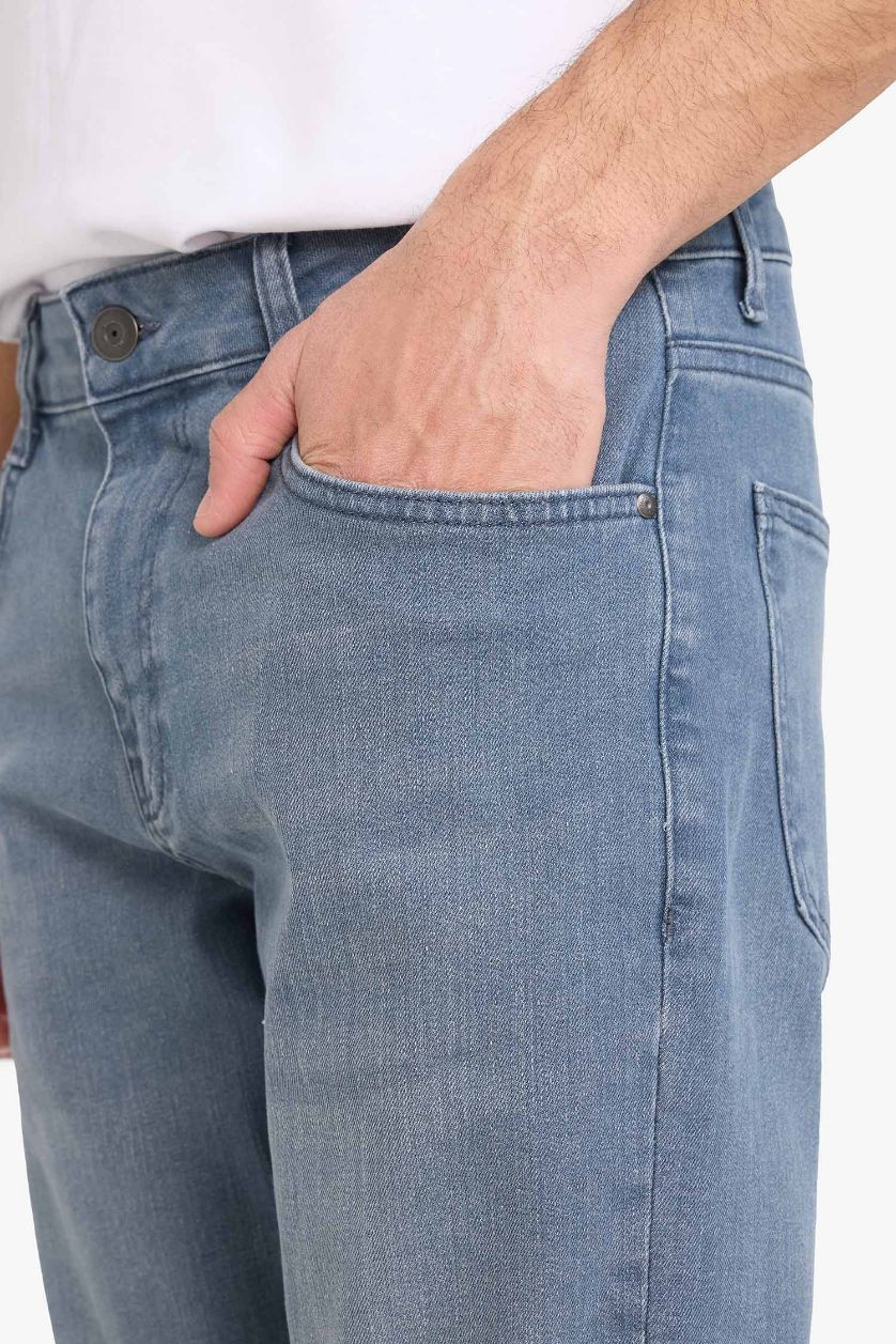 Man Blue Grey Sergio Regular Fit Trousers