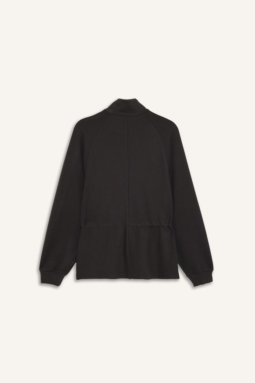 Woman Anthracite Standard Fit Stand Collar Modal Cardigan