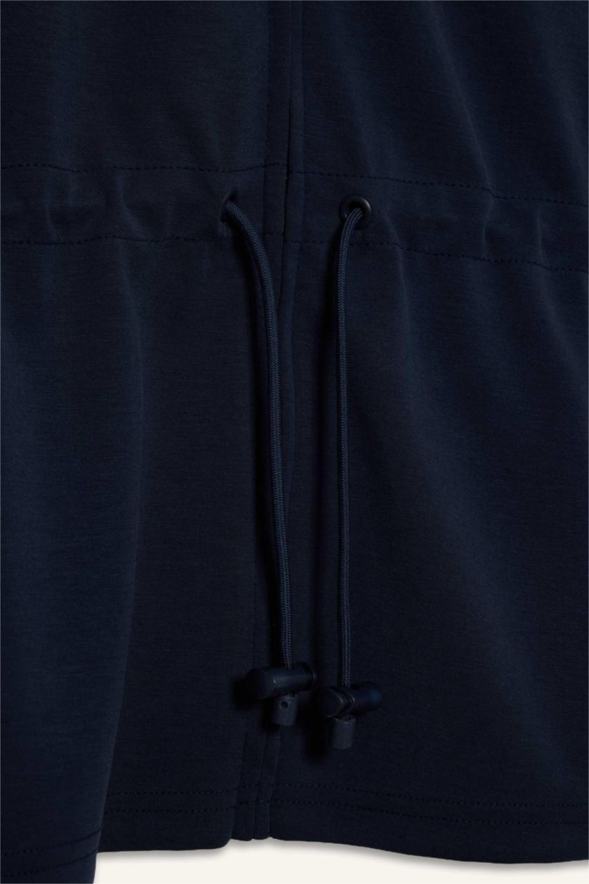 WOMAN NAVY Standard Fit Stand Collar Zippered Modal Cardigan