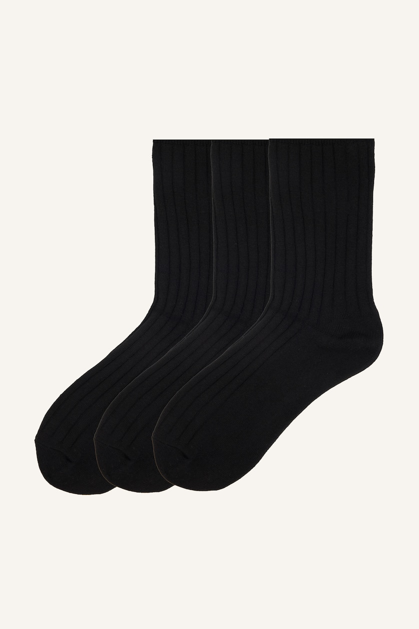 Women Black 3 piece Long sock