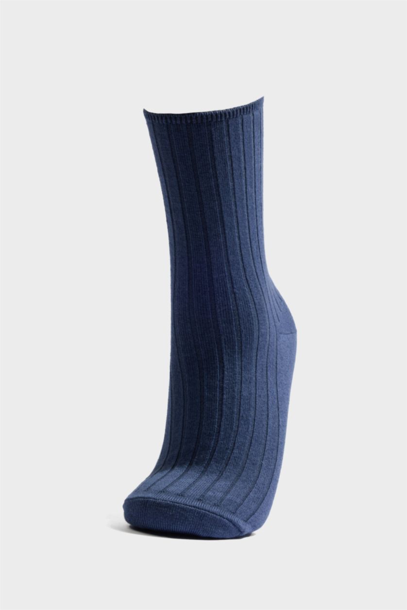 Kadın Lacivert Kadın 3'lü Pamuklu Uzun Çorap