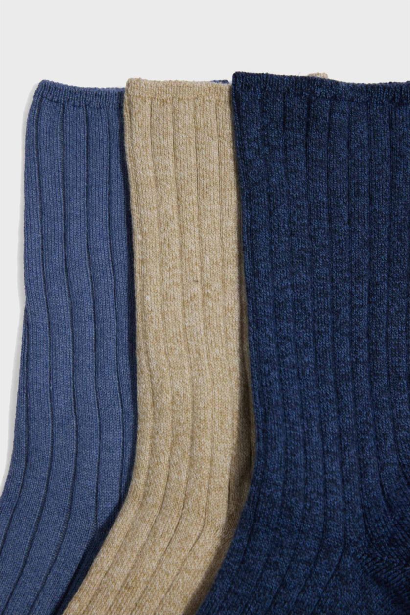 Kadın Lacivert Kadın 3'lü Pamuklu Uzun Çorap