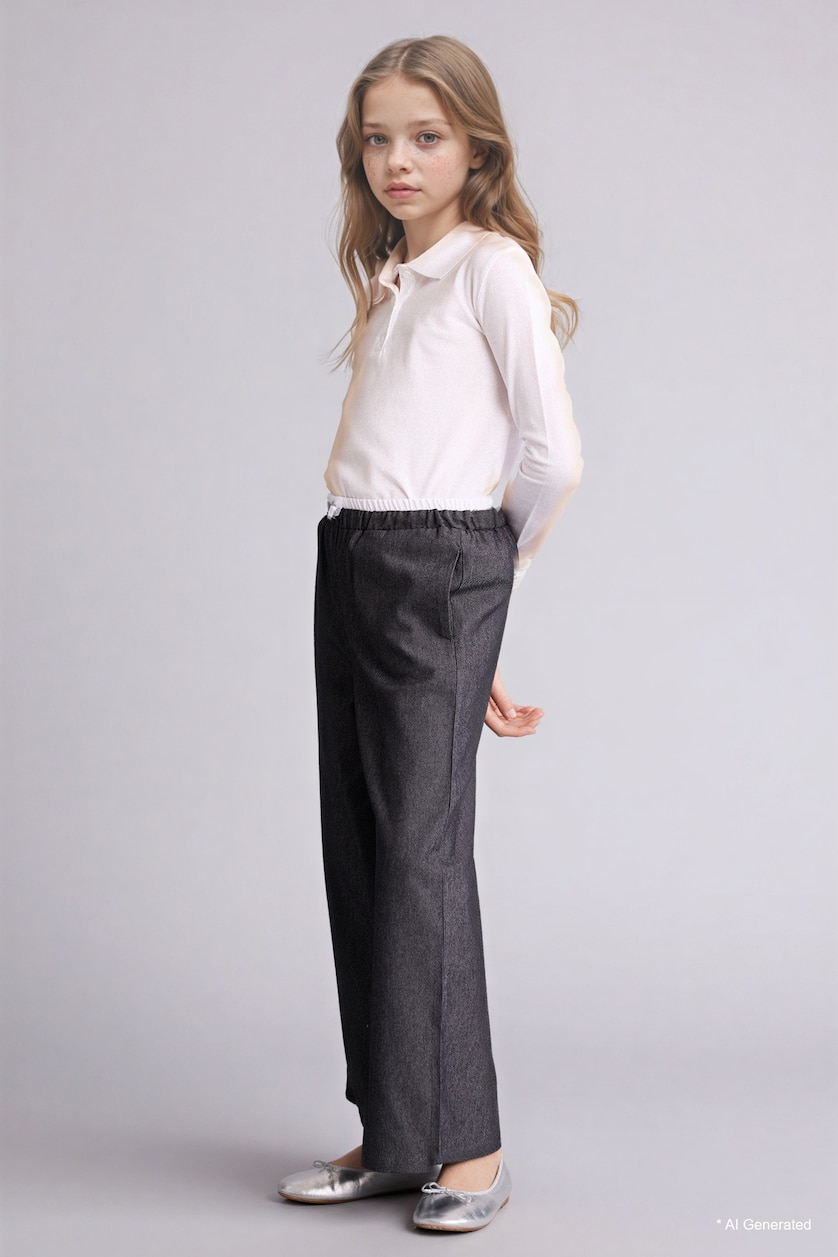 GIRLS & TEENS Black Wide Leg Denim Look Trousers